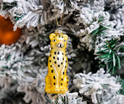 2 Count Blown Glass Leopard Christmas Ornaments for Tree