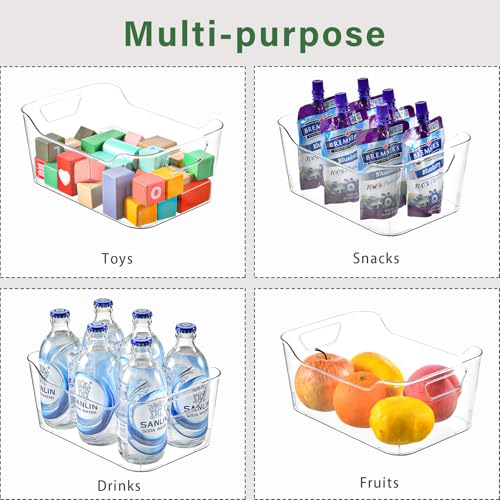 AntStep Medium Clear Plastic Storage Bins - Pantry & Home Organizer Set
