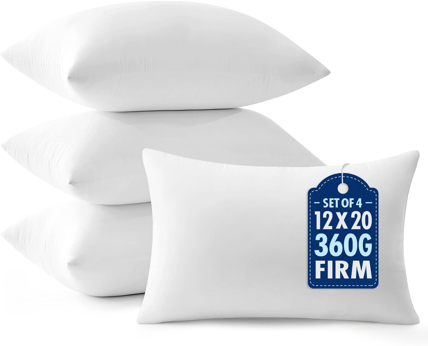 MIULEE Throw Pillow Inserts - Pack of 4 | 12x20 Inch | 100% Virgin Fiber Filling for Bed & Couch