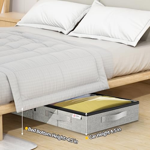 4 Pack Under Bed Storage Containers - Large Capacity, Clear Windows & Reinforced Handles