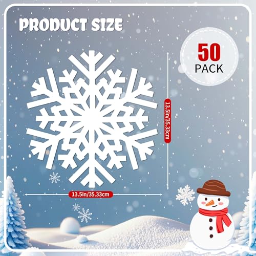 50Pcs Christmas Snowflake Placemats - Winter Holiday Table Decor, Disposable Paper Mats