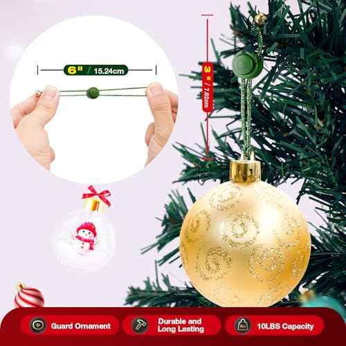 Christmas Ornament Guardian, Adjustable Ornament Hooks for Hanging Small Large Heavy Ornaments, Ornaments Hanger Hooks for Christmas Tree Hanging Holiday Ornaments (24)