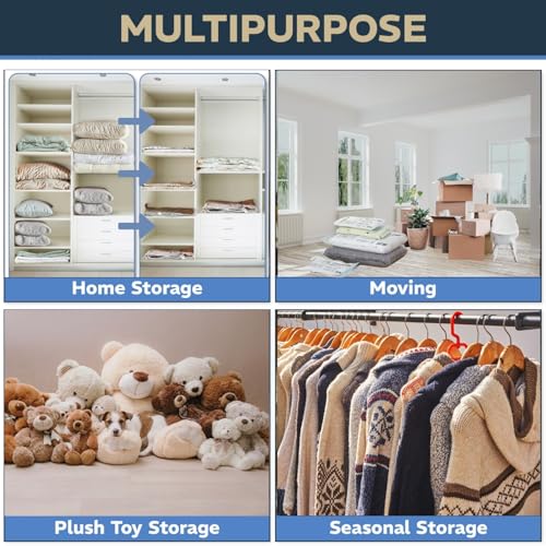 8 Pack Space Saver Vacuum Storage Bags with 4 XXL & 4 Jumbo Sizes - Reusable Closet Organizer
