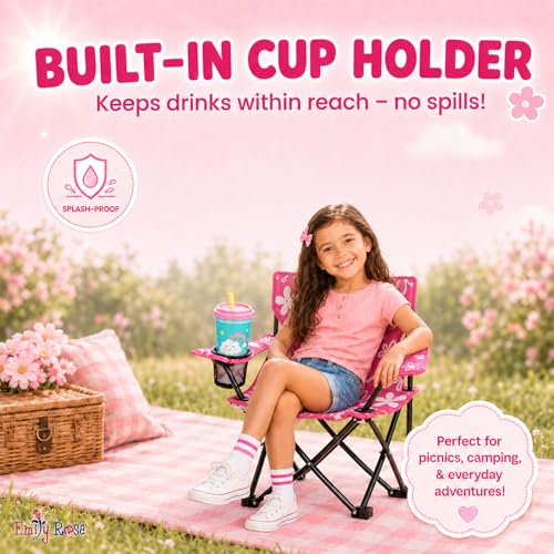 Kids Folding Camping Chair with Cup Holder - Lightweight Outdoor Seat for Toddlers