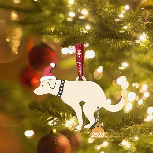 Funny Christmas Ornaments 2025 Pet Dog Christmas Ornaments Dog Ornaments for Christmas Tree Wood Laser Engraved (Wooden lab)