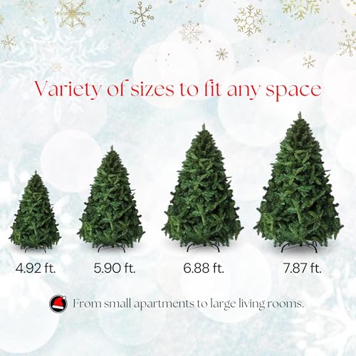 El Santa 4.92 ft Artificial Christmas Tree - Green with 12in Variation, Easy Setup