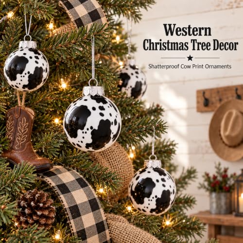 Cow Print Western Christmas Ornaments 16pcs 2.4in – Evernne Black/White