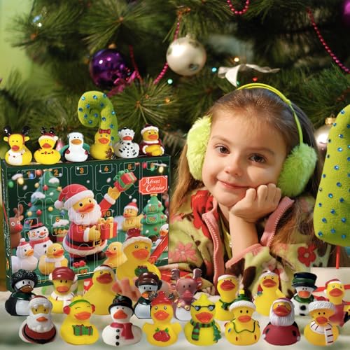Christmas Advent Calendar Rubber Ducks 24 Days Kids Gift Holiday Countdown Toy