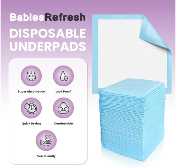 Skiennix Disposable Underpads - 50 Count Super Absorbency | Leakproof & Quick Drying, 36” x 36”, Blue XXL