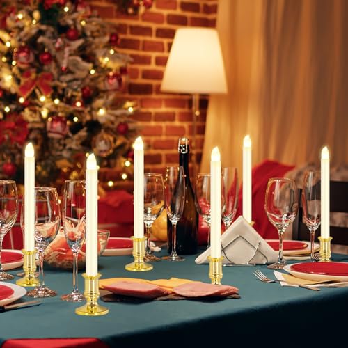 Verdenu Gold 14 Pack Christmas Window Candles with Remote Timer