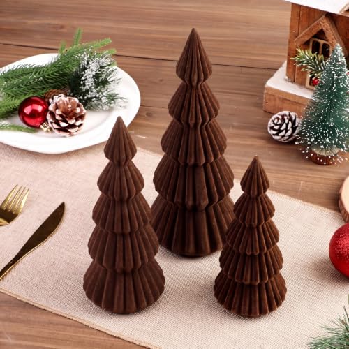 Relaxgiant Dark Brown Velvet Christmas Tree Decor Set of 3 (3 Sizes)