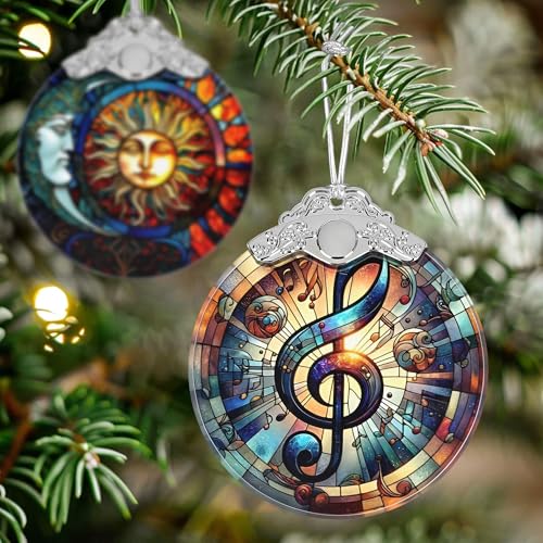 Jocidea Musical Note Stained Glass Christmas Ornament - Holiday Tree Decor