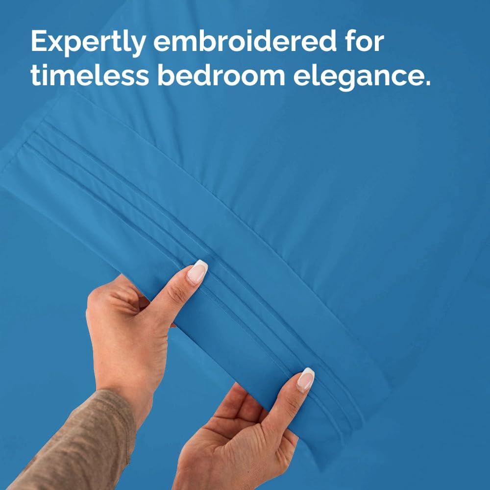 King Standard Pillow Cases | Set of 4 Soft Hotel Quality Covers - Comfy Denim Blue Bedding for All Ages