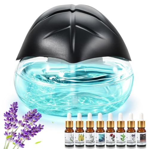 Black Water Based Air Freshener & Aroma Diffuser with 8 Oils, 6 LED Lights