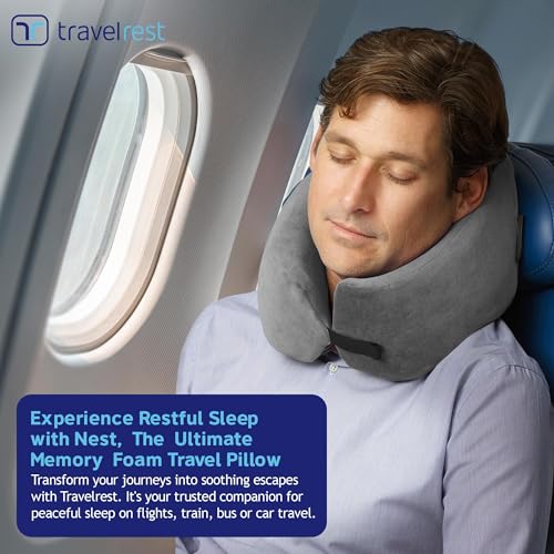 Travelrest Nest Memory Foam Neck Pillow - Grey Travel Support