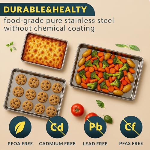 Baker's Signature 3-Piece Stainless Steel Baking Sheet Set - 9, 12, 16 Inch