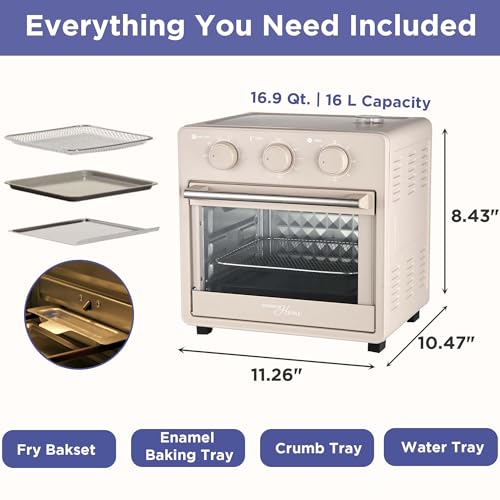 Magnavox Cream 16.5 Qt Air Fryer Oven with Steam Infusion & 6 Cooking Functions
