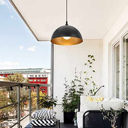 Black and Gold Industrial Pendant Lights 3 Pack - Adjustable Vintage Hanging Lamps for Kitchen Island, Bar, Dining Room