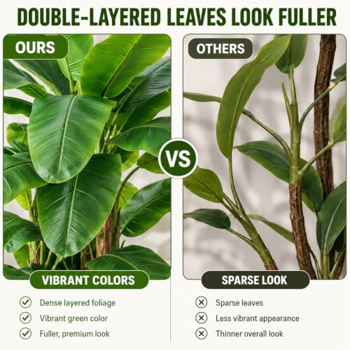Keeplush 8ft Extra Tall Artificial Banana Tree with 24 Large Leaves, Indoor Outdoor Decor
