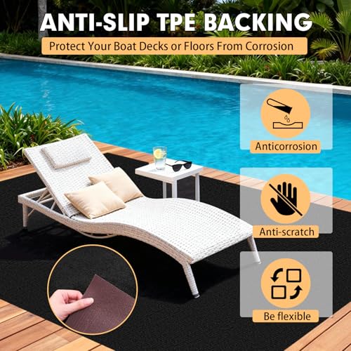 Marine Carpet - 5 FT x 20 FT Black Indoor Outdoor Boat Deck Rug Variation of Black / 5 FT x 20 FT