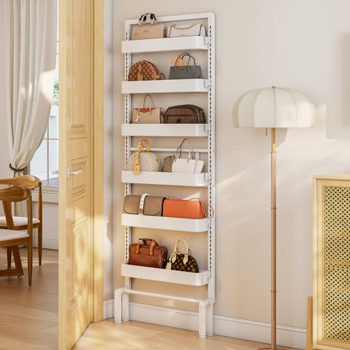 White 6-Tier Over-the-Door Storage Organizer Rack Adjustable Hanging Baskets