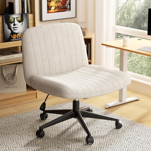 SUNLEI Pink Cross Legged Office Chair with Wheels, Adjustable Swivel Desk Chair for Vanity & Home Office