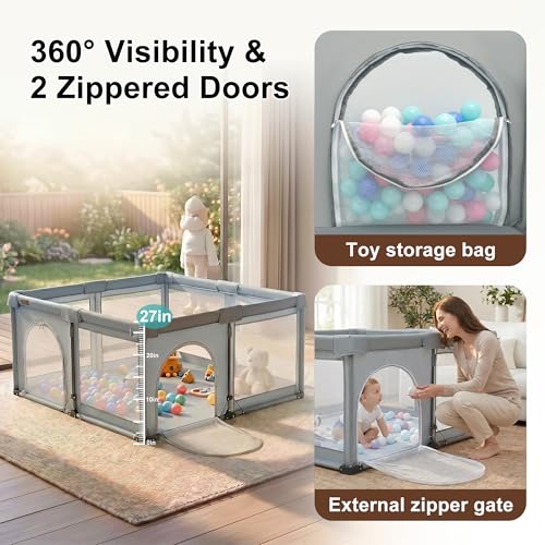 Foldable Baby Playpen 50x50 Inches Portable Indoor Outdoor Safety Fence