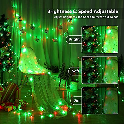 Brizled RGB Christmas Lights 200 LED 66 ft - Orange Purple Halloween on Clear Wire