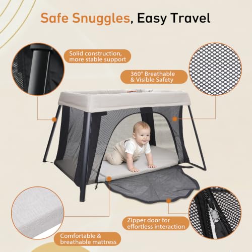 Travel Bassinet & Playard - Foldable Portable Baby Crib for 0-24 Months