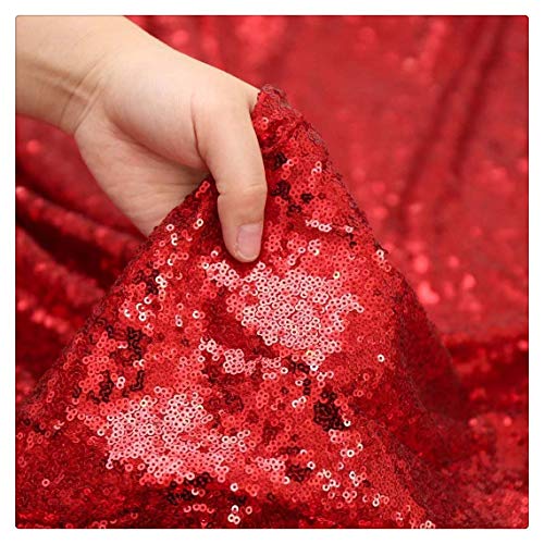 QueenDream 90x156 Red Sequin Tablecloth – Rectangular Glitter Party Cover