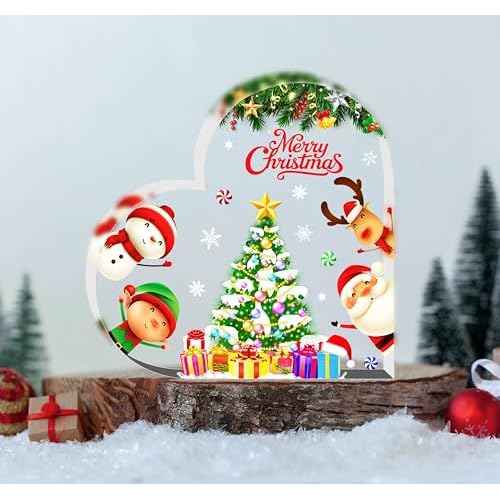 Christmas Decorations Indoor Cute Christmas Decor Gifts Table Sign for Mantle,Office Desk, Shelf - Heart Shaped Gifts Holiday Indoor Home Decor