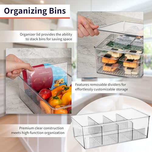 ClearSpace 10x6x3 Inch Pantry Storage Bins with Removable Dividers - 4 Pack
