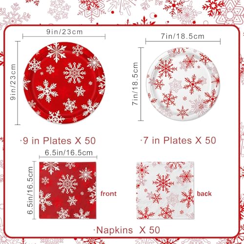 Christmas Plates and Napkins Serve 50 Snowflake Sets Includes Dinner