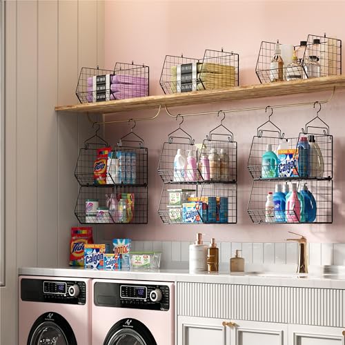 Black 5-Tier Closet Hanging Organizer with Hooks & Baskets