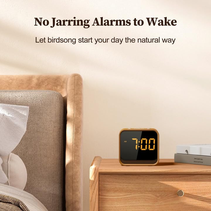 Wooden Sound Machine Alarm Clock with Birdsong & White Noise - Oak