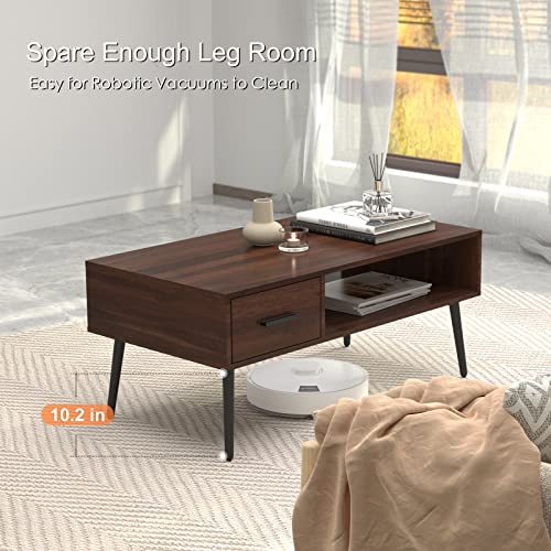 Mid Century Modern Coffee Table with Storage - Walnut, CT001B