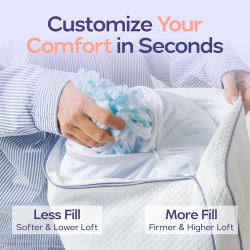 Adjustable Memory Foam Pillow King White - Customizable Loft, Support & Cooling