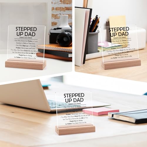 Stepped Up Dad Gifts Clear Desk Decorative Sign Christmas Fathers Day