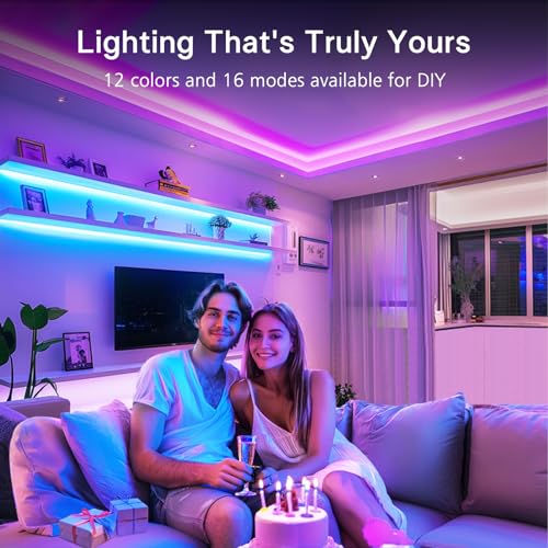 RGB COB LED Strip Light Kit 16.4ft Dimmable Color Changing Ambient Lighting - Multicolor