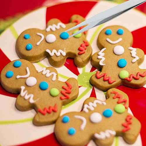 Patelai 14 Pcs Cookie Decorating Tool Set Christmas Fondant Cake Decorating Brushes Scribe Cookie Tool Sugar Stir Needle Baking Elbow and Straight Tweezers for Christmas Sprinkles Supplies for Fondant