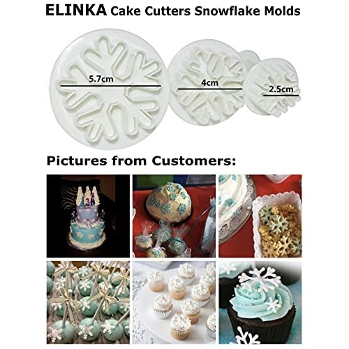 Snowflake Cookie Cutter,6PCS Snowflake Fondant Cutters Decorating Mold Embossing Tool Christmas Cookie Cutters Snowflake Plunger Cake Cutter