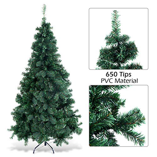 Costway 6Ft Artificial PVC Christmas Tree with Stand - Indoor Outdoor Holiday Decor