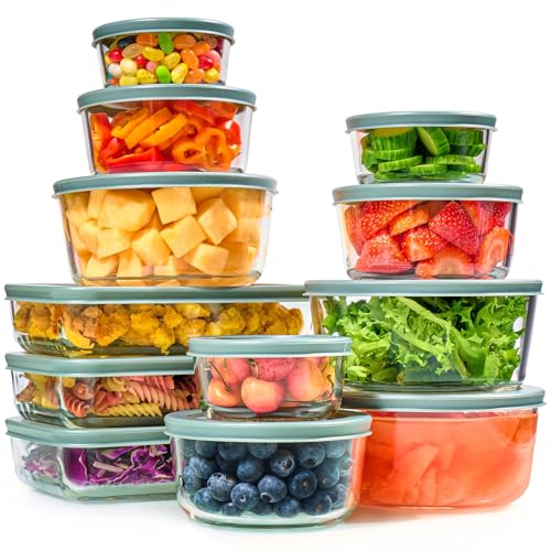 24-Piece Glass Food Storage Containers Set with Airtight Lids - Leakproof, BPA-Free, Microwave & Freezer Safe