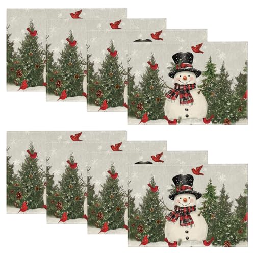 Artoid Mode 12x18 Inch Snowman Christmas Placemats Set of 8 - Grey Winter Holiday Table Mats