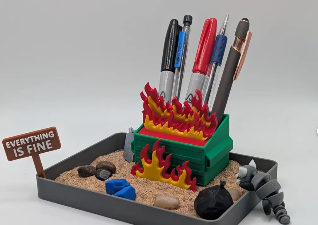 Zen Garden - Dumpster Fire Design for Stress Relief | Perfect Desk Decor