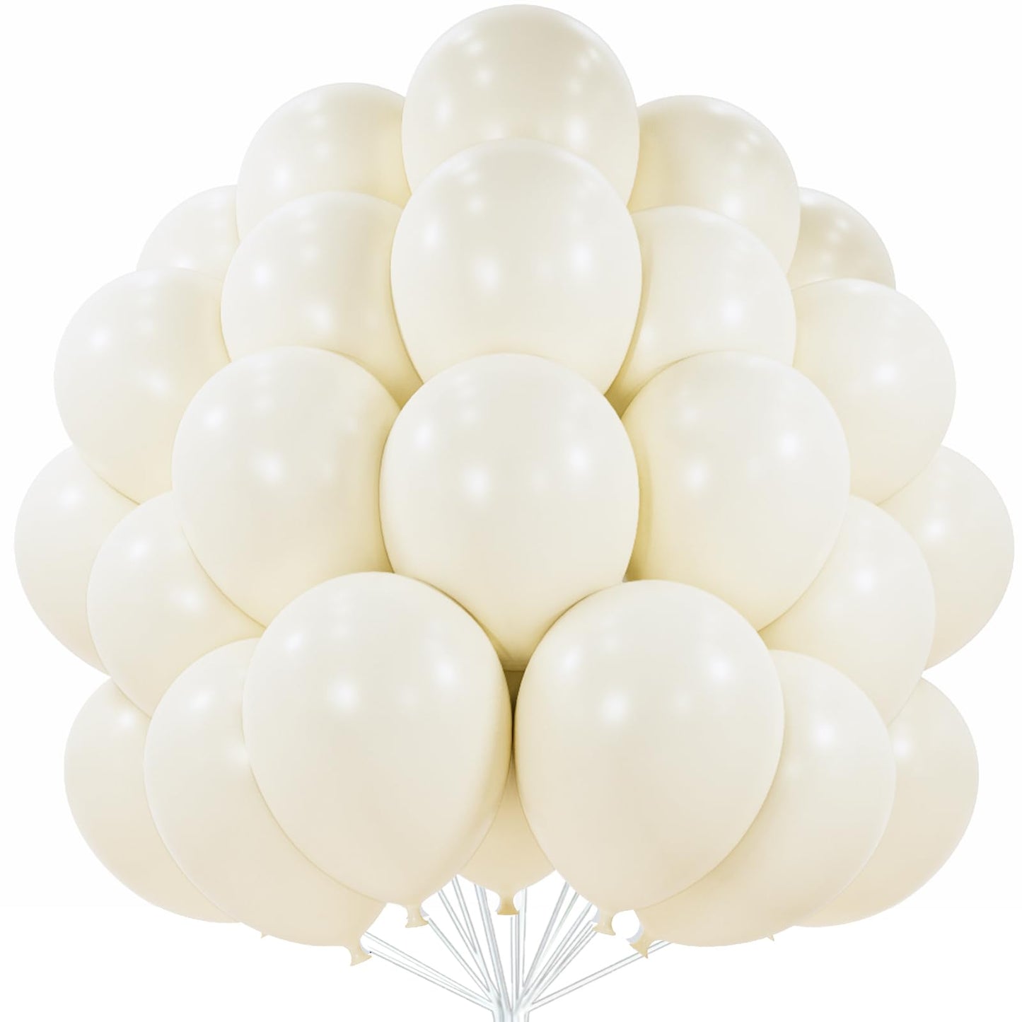 PartyWoo Beige Balloons 101pcs 12 Inch Cream Ivory White Balloons for Wedding Baby Shower Birthday Bridal Shower Graduation Engagement Easter Anniversary Tea Boho Party Decorations White-Q08