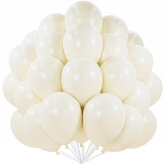 PartyWoo Beige Balloons 50 pcs 12 Inch Cream Ivory White Balloons for Wedding Baby Shower Birthday Bridal Shower Graduation Engagement Easter Anniversary Tea Boho Party Decorations White-Q08