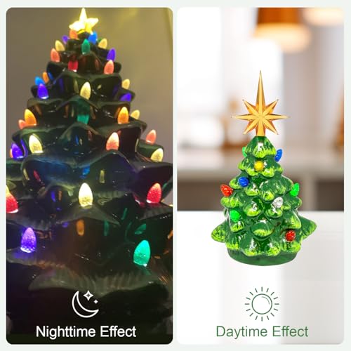 215pc Ceramic Christmas Tree Replacement Bulbs Set – Multicolor Pine Cone & Star Toppers