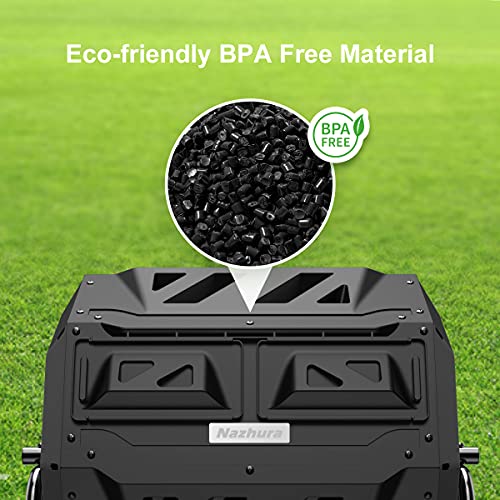 Black Compost Tumbler Bin with Dual Chambers 43 Gallon - Includes Gardening Gloves