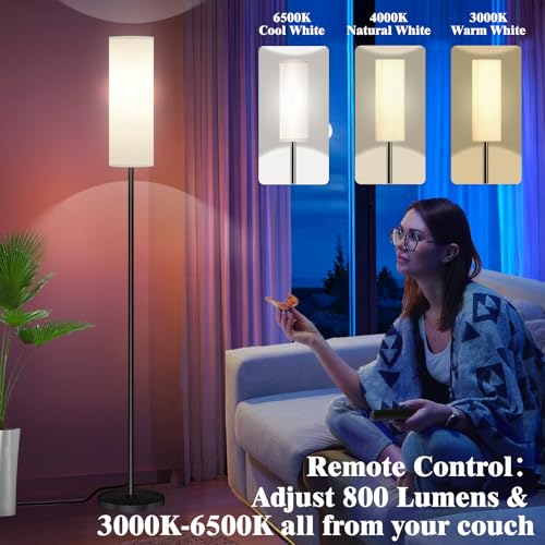 White LED Floor Lamp with APP Control RGB Colors Dimmable Standing Lamp for Living Room Bedroom